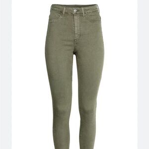 H&M Army Green High-Waisted Skinny Jeans Size 8
